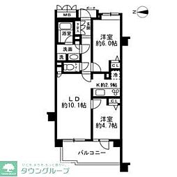 アンビシャス河辺 2LDKの間取図画像