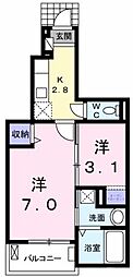 リバーヴィレッジ1 1SKの間取図画像