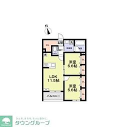 (仮称)国立市富士見台2丁目計画 2LDKの間取図画像