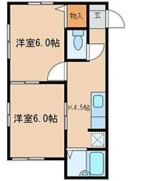 ビューラー・ハイム 1階2Kの間取り