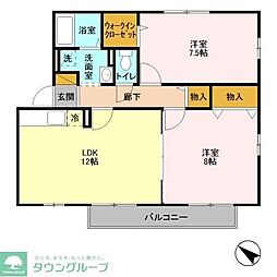 パティオ中国分 2LDKの間取図画像