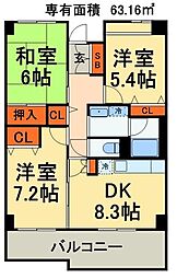 エステート1号館 3LDKの間取図画像