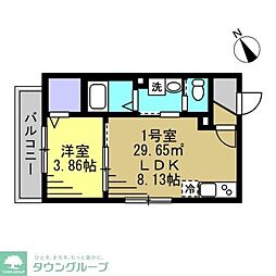 Ajour新松戸02 1LDKの間取図画像