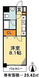 カラコレス篠崎 1Kの間取図画像