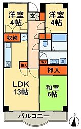 リヴェール南八幡 3LDKの間取図画像