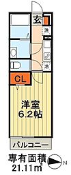 リブリ・エクセル長洲 1Kの間取図画像