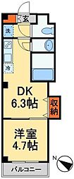 Toscana船橋 1DKの間取図画像
