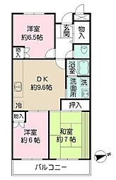 幕張本郷パークハイツ 3LDKの間取図画像