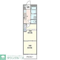 市川市八幡3丁目アパート 2Kの間取図画像