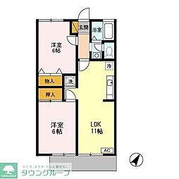 レジデンスヒルトップ3 3DKの間取図画像