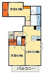 メビウス8 2LDKの間取図画像