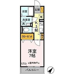 コスモ・ヒロセ 1Kの間取図画像