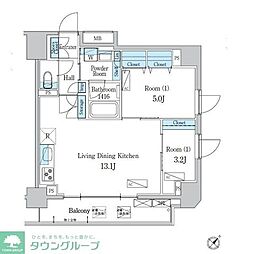 デュオフラッツ一之江West 2LDKの間取図画像