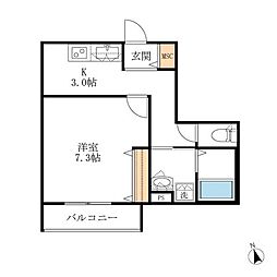 二元SQuAre 1Kの間取図画像