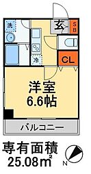 ソレイユ津田沼 1Kの間取図画像