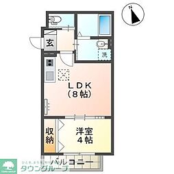ラ フェリシテK 1LDKの間取図画像