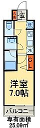 Nステージ下総中山 1Kの間取図画像