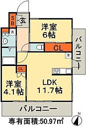HULICRESIDENCE千葉中央 3LDKの間取図画像