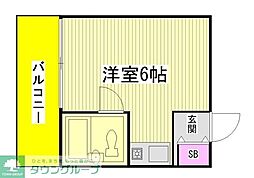 パールハイツ ワンルームの間取図画像