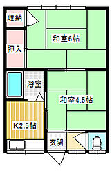 河アパート 2Kの間取図画像