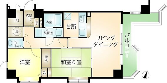 2面採光の2L...
