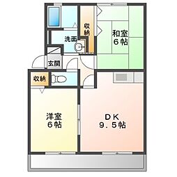 ソレジオ新町A 2DKの間取図画像