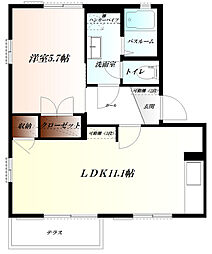 フローラルフォーツーフォー 1LDKの間取図画像