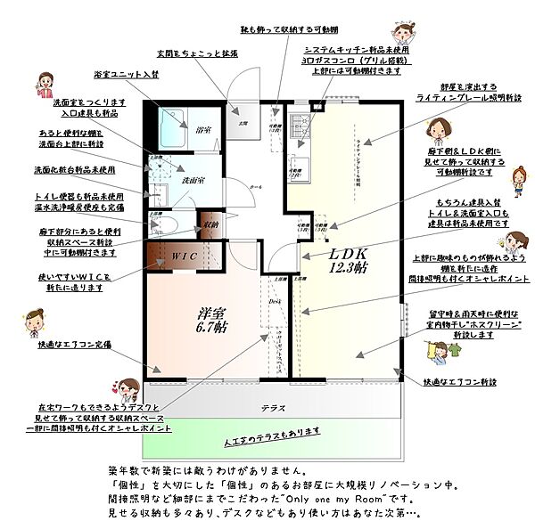 ハイツ栗原A棟 リノベーション ｜埼玉県行田市門井町１丁目(賃貸アパート1LDK・1階・46.31㎡)の写真 その4