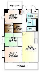 バルパレーツィン1 3LDKの間取図画像