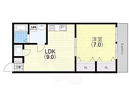 ときわ萩乃ハイツ 1LDKの間取図画像