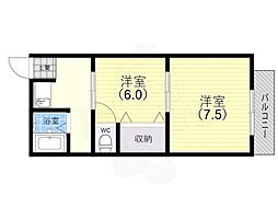 ハーヴェスト平野 2Kの間取図画像