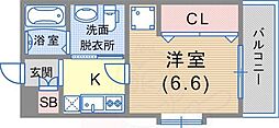 M's三宮 1Kの間取図画像