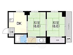 ニューサンハイツヤナガワ 2DKの間取図画像