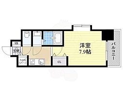 Luxe神戸WEST 7階1Kの間取り
