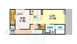 Noble Terrace中山手 1LDKの間取図画像