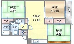 イーストヒルズ平野 3LDKの間取図画像