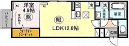 ハビタシオン神戸 1LDKの間取図画像