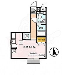 グローリア若葉台 ワンルームの間取図画像