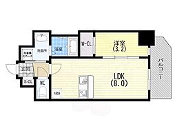 スワンズシティ神戸湊川II 1LDKの間取図画像