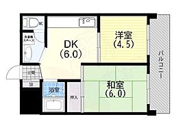 ドムール板宿 2DKの間取図画像