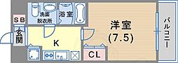 S・RESIDENCE神戸磯上通 1Kの間取図画像
