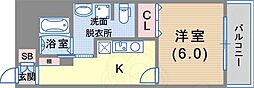 ドミール春日野道-N- 1Kの間取図画像