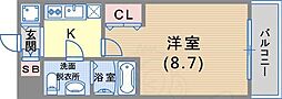 S・RESIDENCE神戸磯上通 1Kの間取図画像