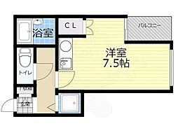 アルカディア三宮 ワンルームの間取図画像