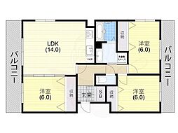 グリーンレジデンス須磨 3LDKの間取図画像
