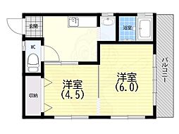 パンション飛松 2Kの間取図画像