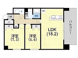 オルト神戸 2LDKの間取図画像