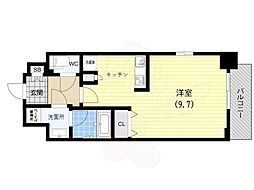 エイペックス神戸みなと元町CoastLine ワンルームの間取図画像