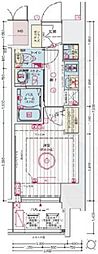 エステムコート神戸湊町 1Kの間取図画像