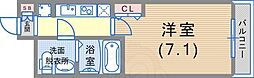 セレニテ三宮 1Kの間取図画像